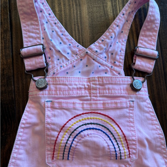 Boden Pink shorts shortalls Overalls with Rainbow Embroidery 7-8 cute - Picture 2 of 8